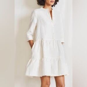 Apiece Apart Maurino linen cotton Drop Waist Mini Dress Sz S
